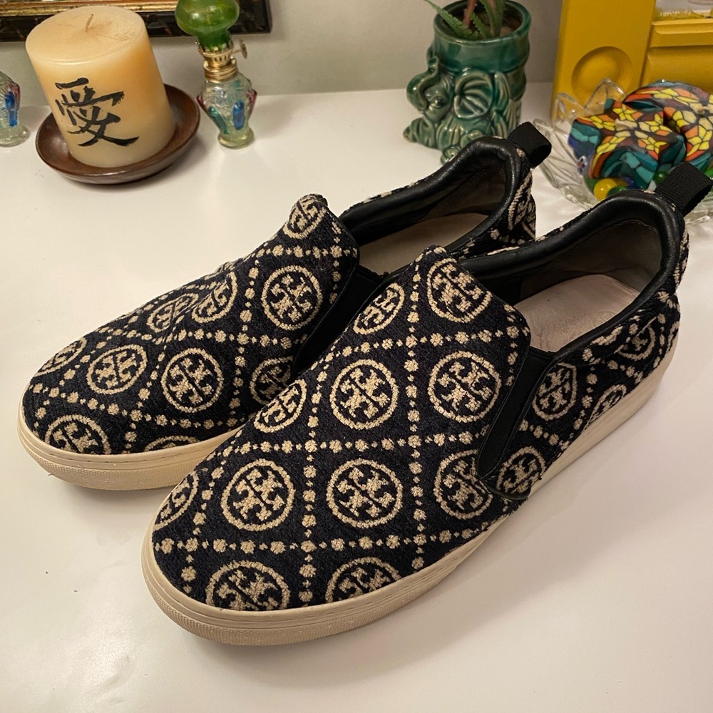 Tory Burch T Monogram Chenille Slip On Sneakers